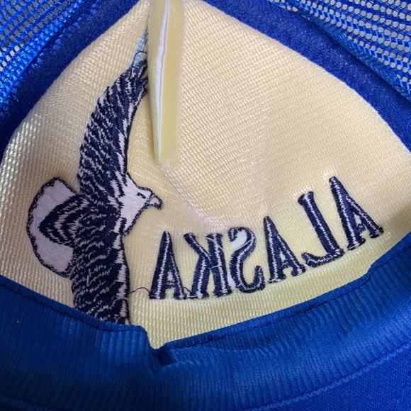 Vintage Alaska youth trucker blue embroidered eagle mesh back SnapBack 80’s hat - Picture 5 of 7